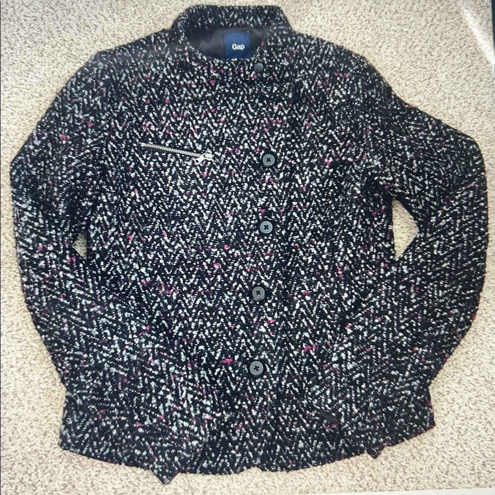 GAP Cropped Violet & Black Tweed Coat, XS